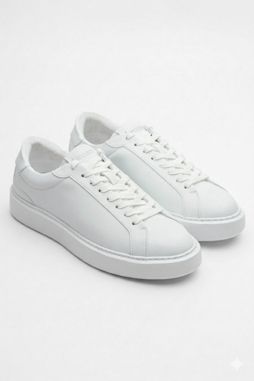 Linzaro Sneaker en Cuir Pleine Fleur – Blanc