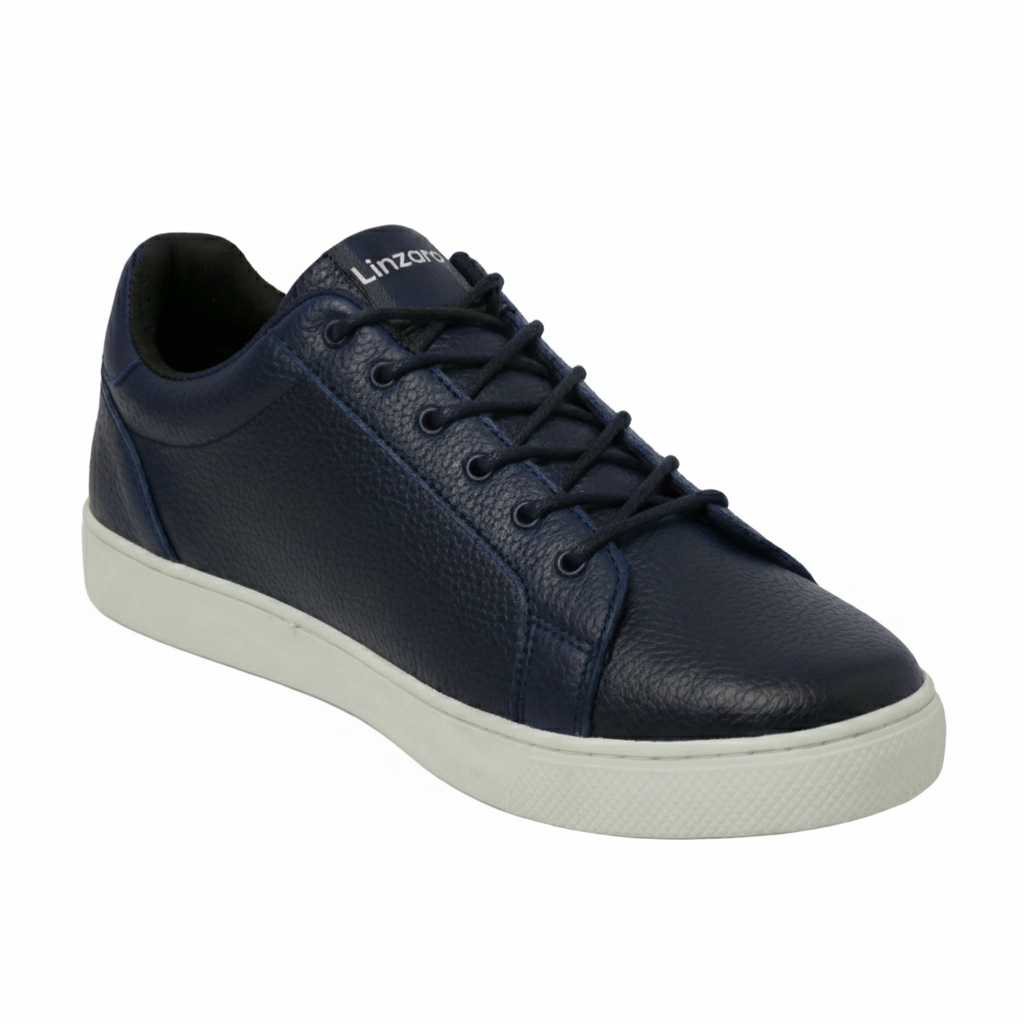 Linzaro Sneaker en Cuir Grainé – Bleu Marine