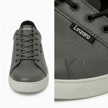 Linzaro Sneaker en Cuir Grainé – Gris Taupe