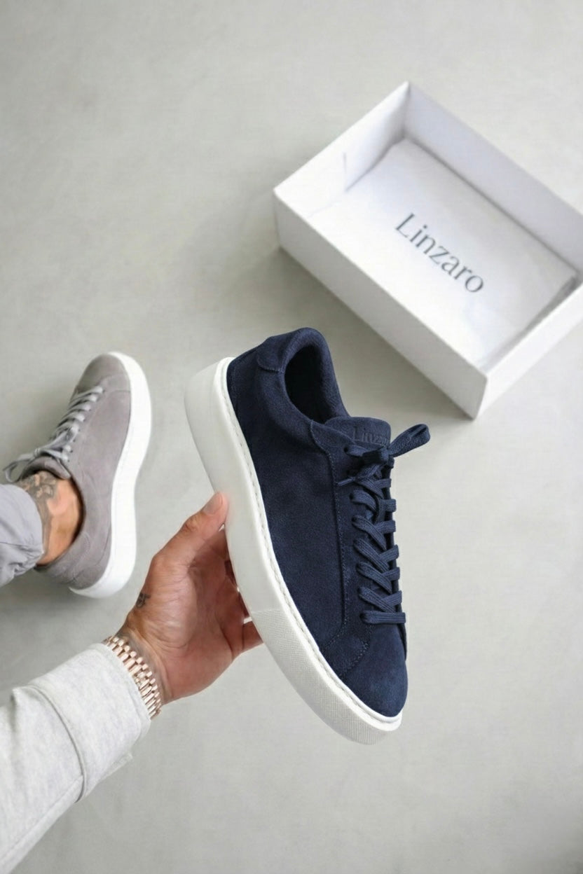 Linzaro Sneaker en Suède Premium – Bleu Marine