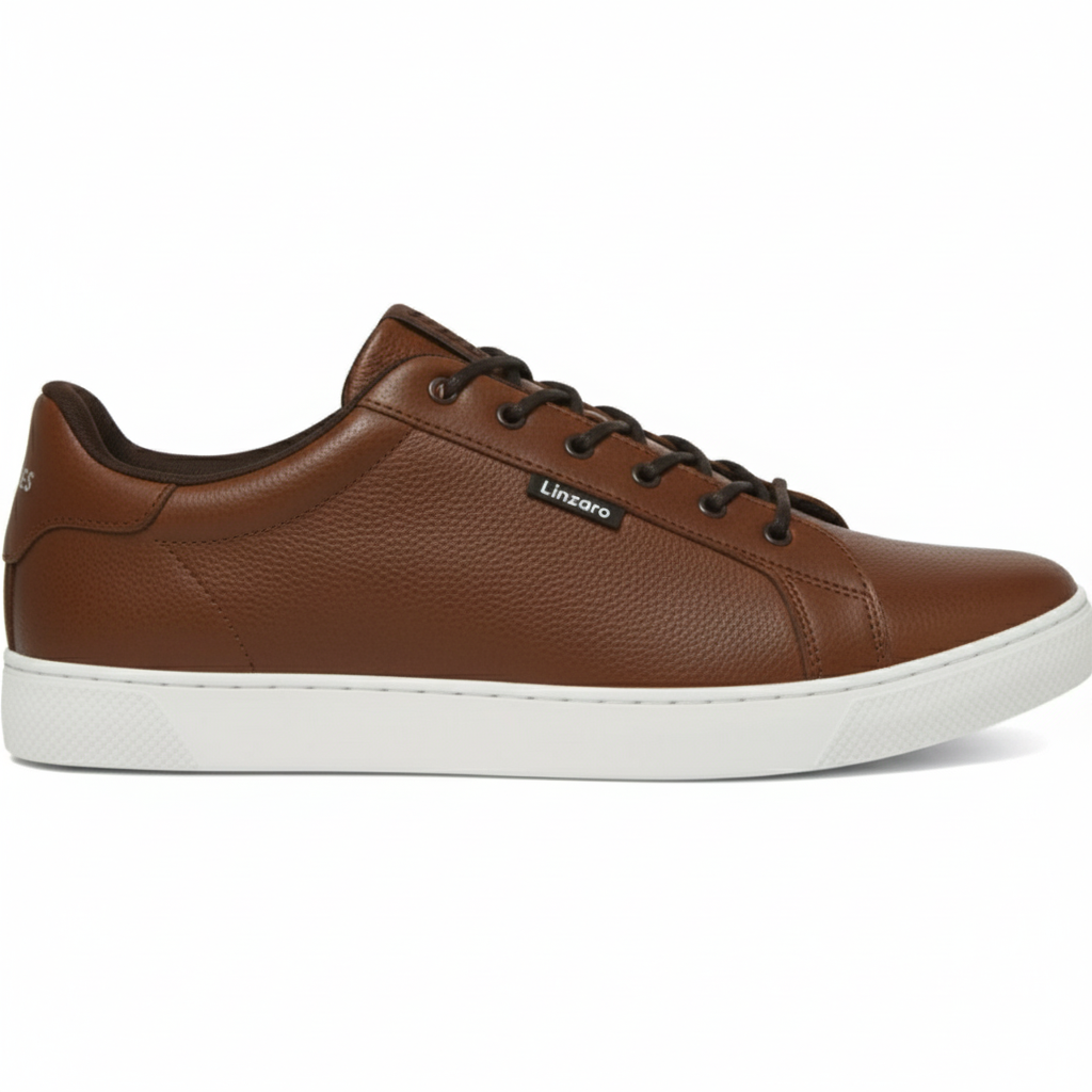 Linzaro Sneaker en Cuir Grainé – Marron