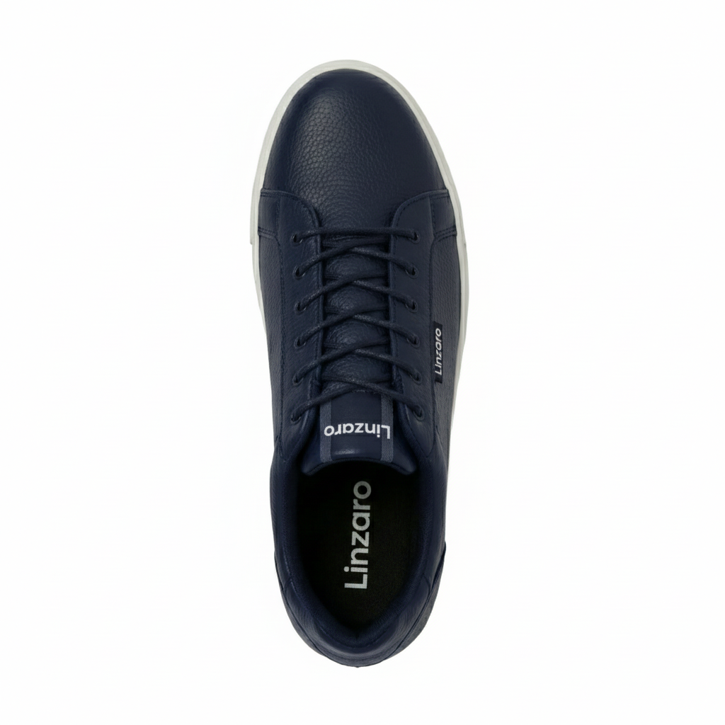 Linzaro Sneaker en Cuir Grainé – Bleu Marine