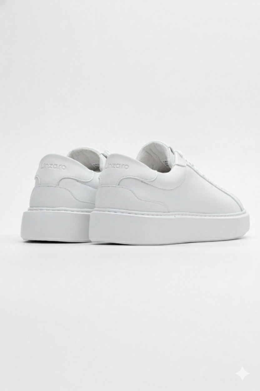 Linzaro Sneaker en Cuir Pleine Fleur – Blanc