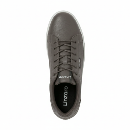 Linzaro Sneaker en Cuir Grainé – Gris Taupe