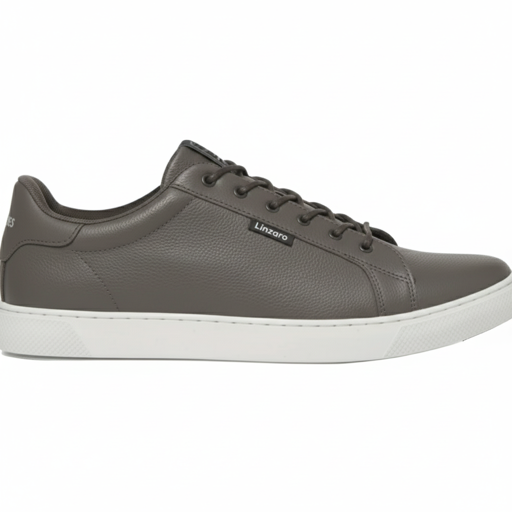 Linzaro Sneaker en Cuir Grainé – Gris Taupe