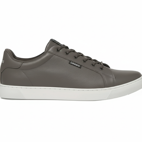 Linzaro Sneaker en Cuir Grainé – Gris Taupe