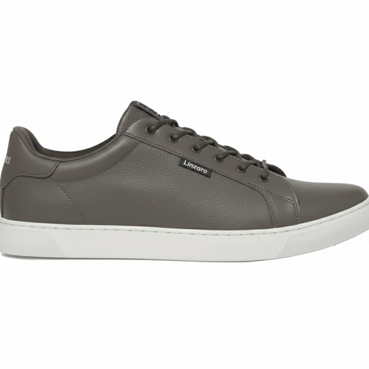 Linzaro Sneaker en Cuir Grainé – Gris Taupe